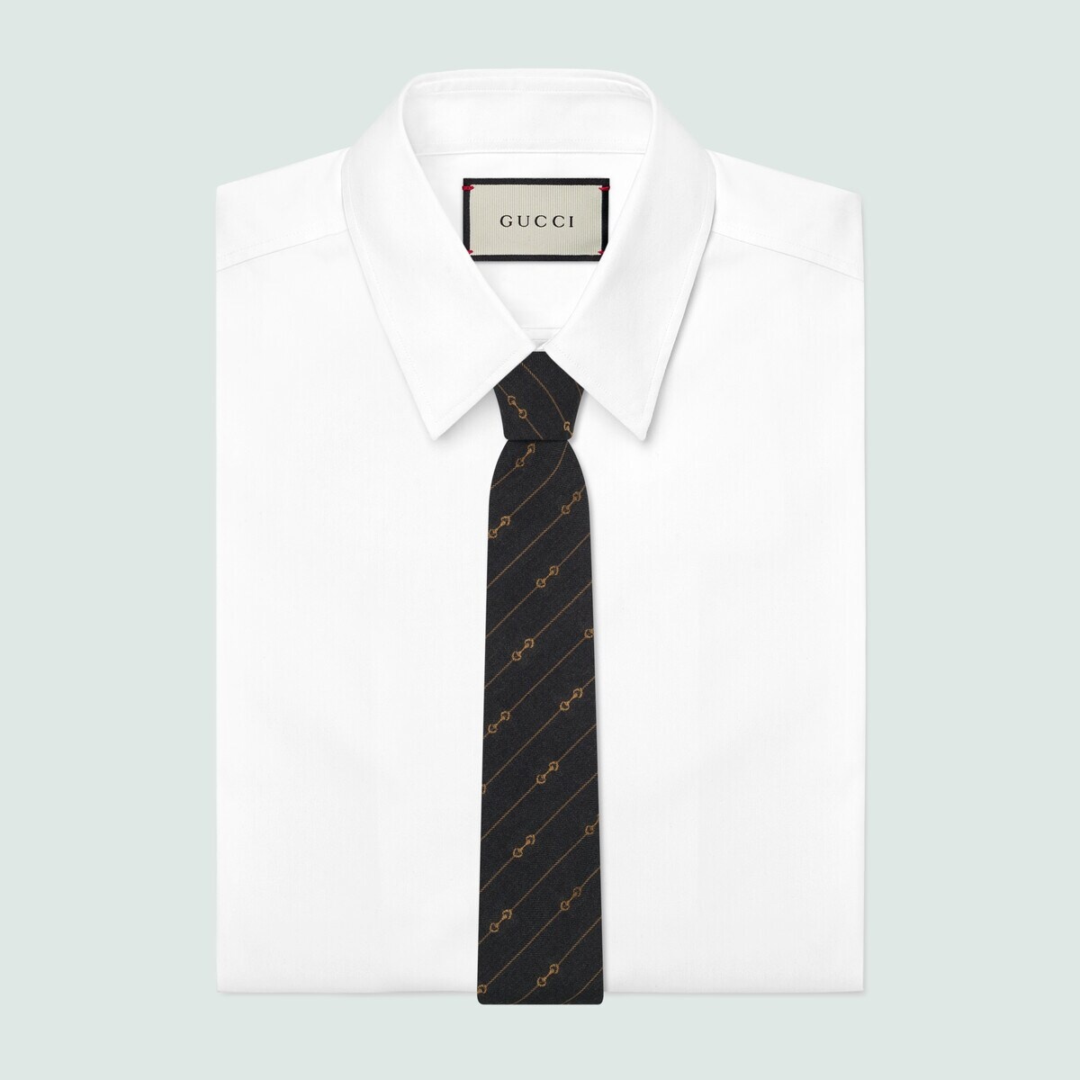 Horsebit striped wool jacquard tie - 2
