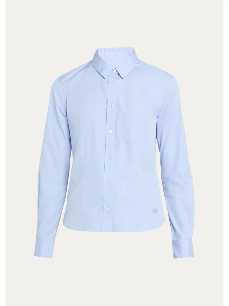 Cotton Woven Poplin Button-Down Shirt - 1