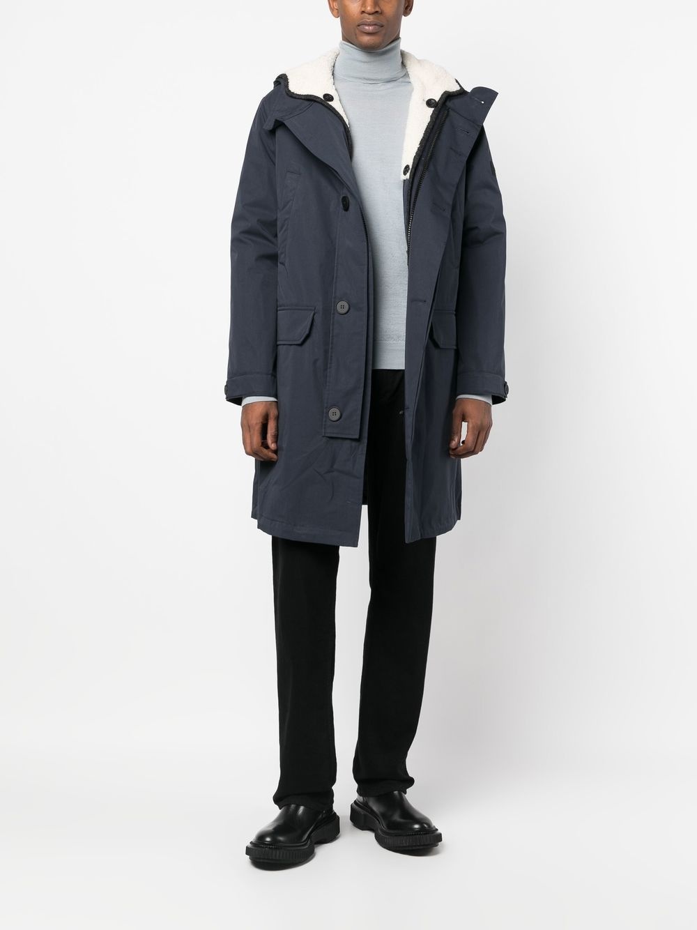 shearling-lined hooded parka - 2