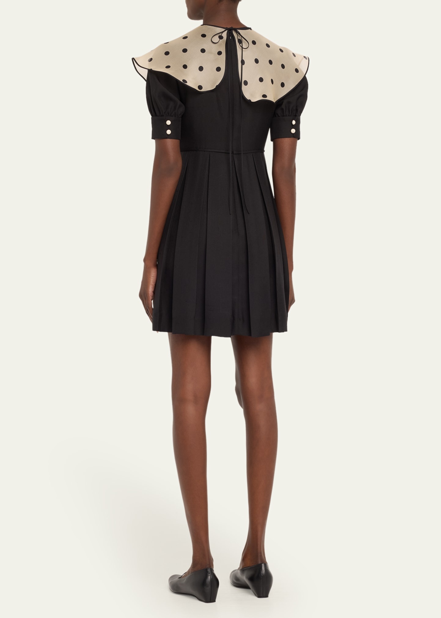 Sheer Polka Dot Neckline Mini Dress - 3