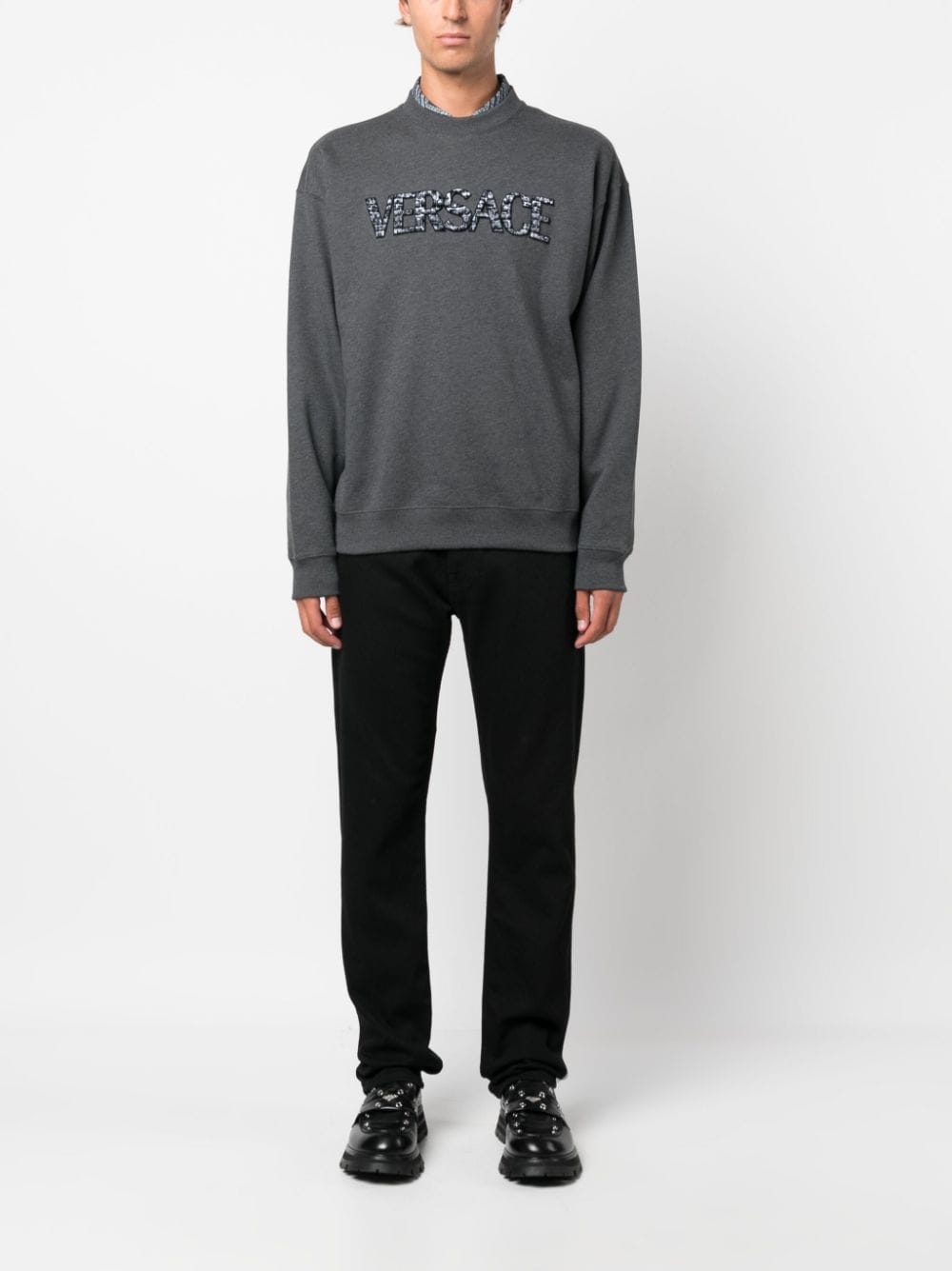 logo-patch cotton sweatshirt - 2