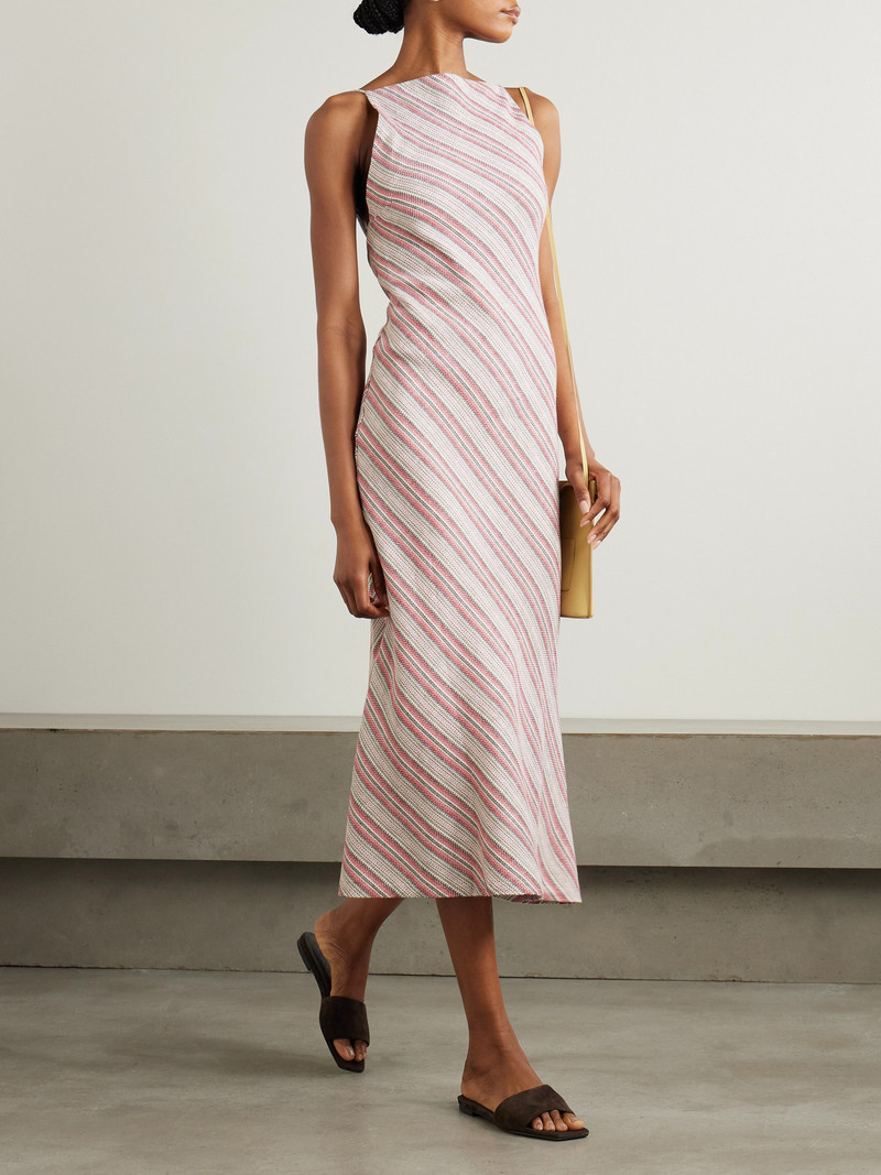FAITHFULL Lison Open-back Striped Linen And Cotton-blend Midi Dress outlook