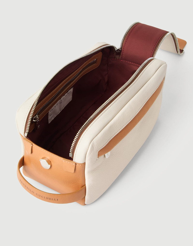 Cowhide beauty case with double zipper 5