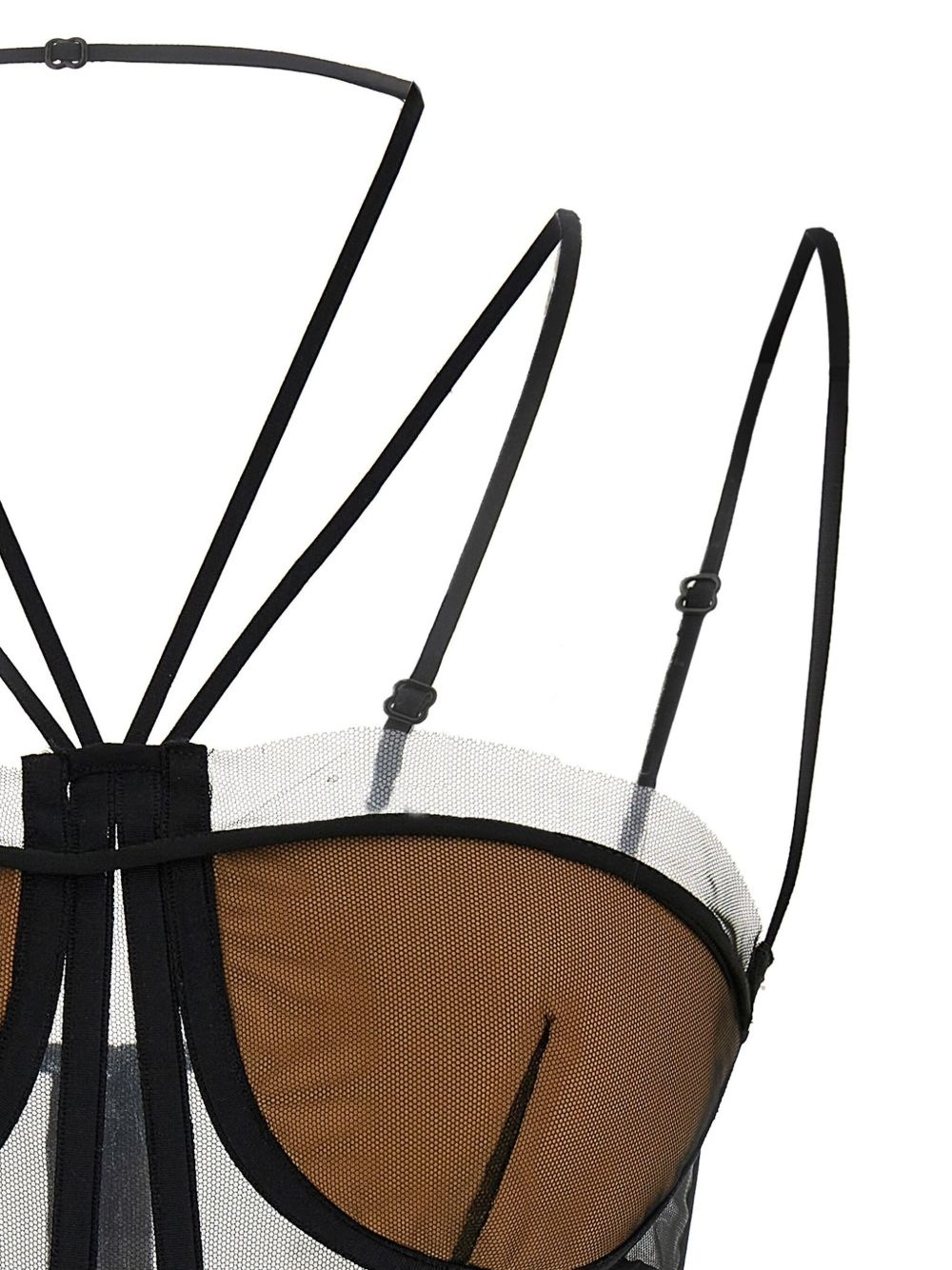 sheer-panelled corset top - 3