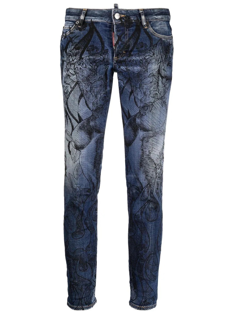 floral-print skinny jeans 1