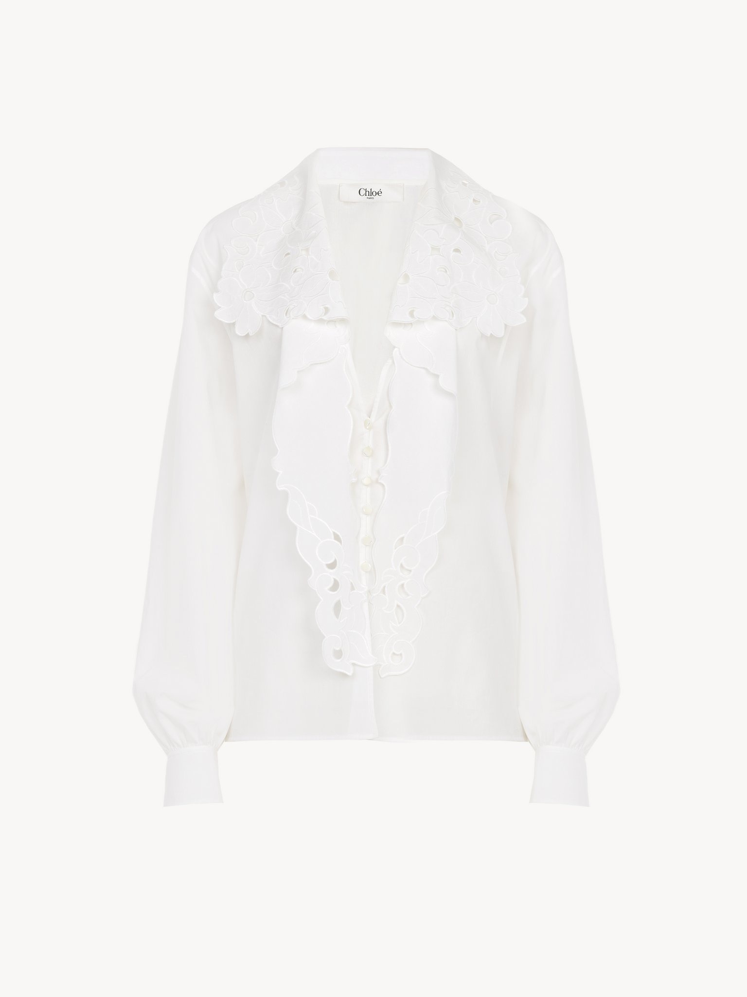 EMBROIDERED LAVALLIÈRE SHIRT IN COTTON POPLIN - 2