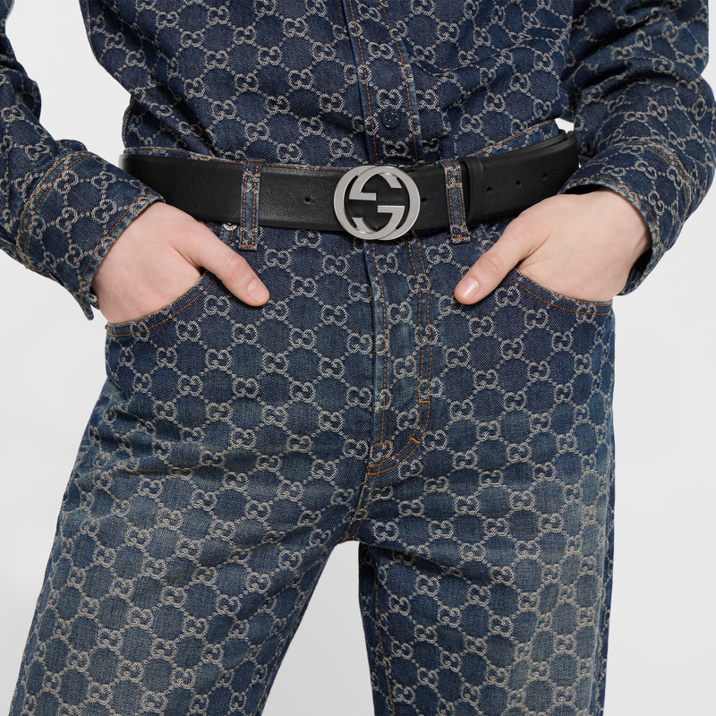 GG cotton denim jacquard pants 3