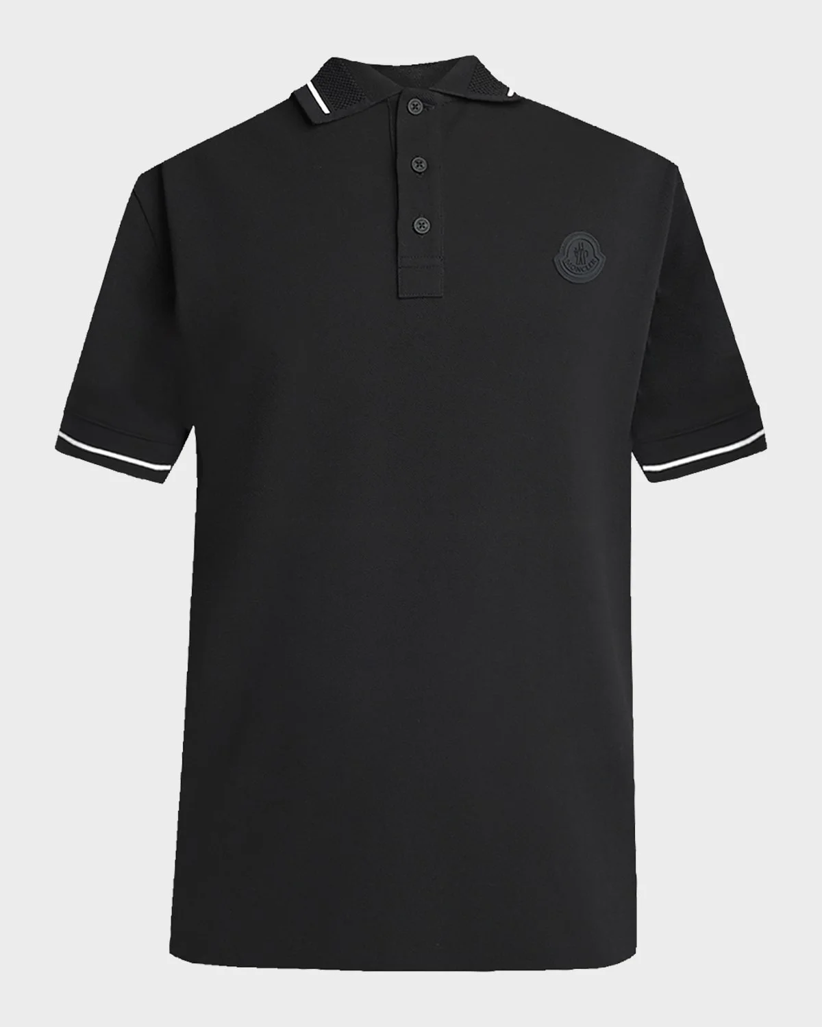 Men's Logo Patch Cotton Pique Polo Shirt - 1