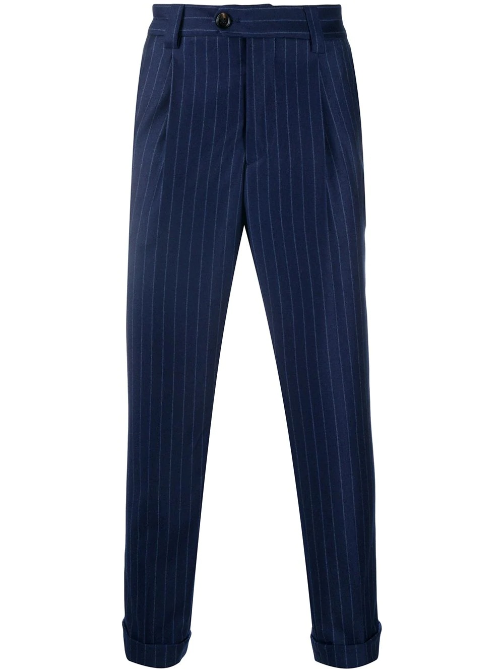 pinstripe double-pleat trousers - 1