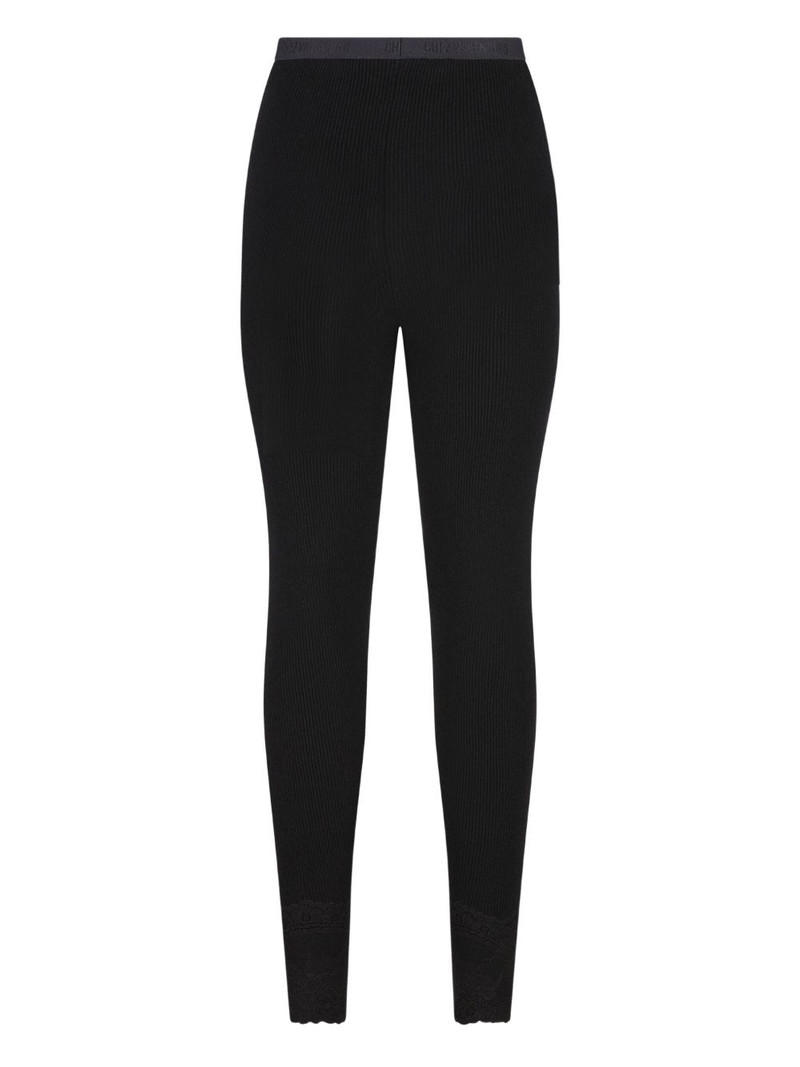 Valentino ribbed lace-detailed leggings outlook