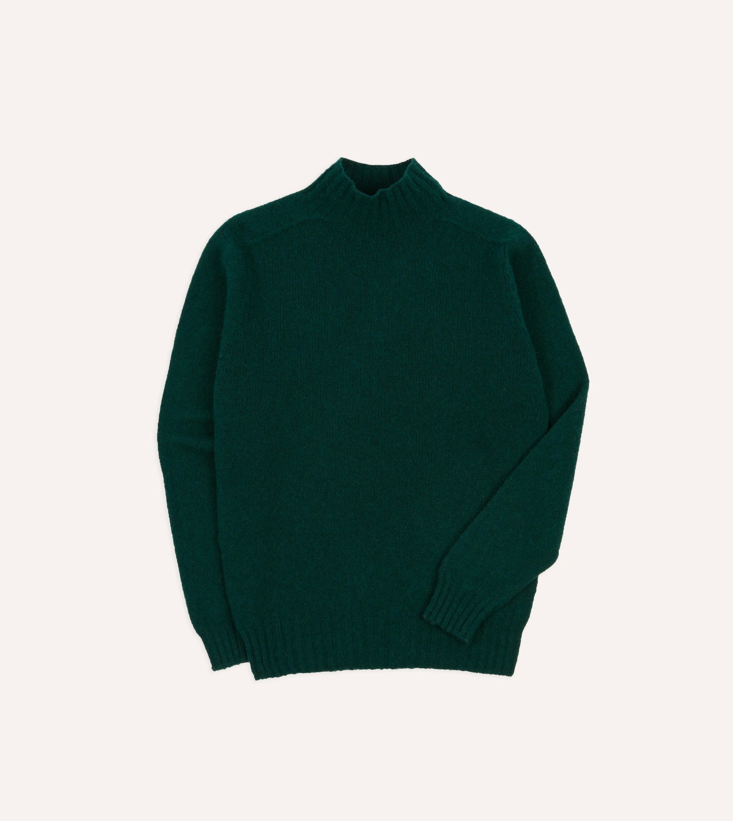 Green Brushed Shetland Mock Neck Jumper - 1
