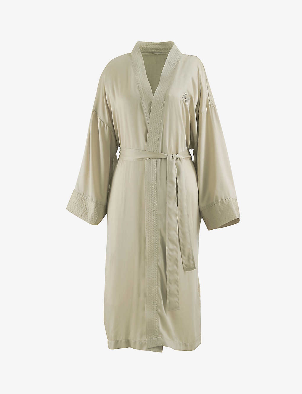Shawl-collar belted woven bathrobe - 1