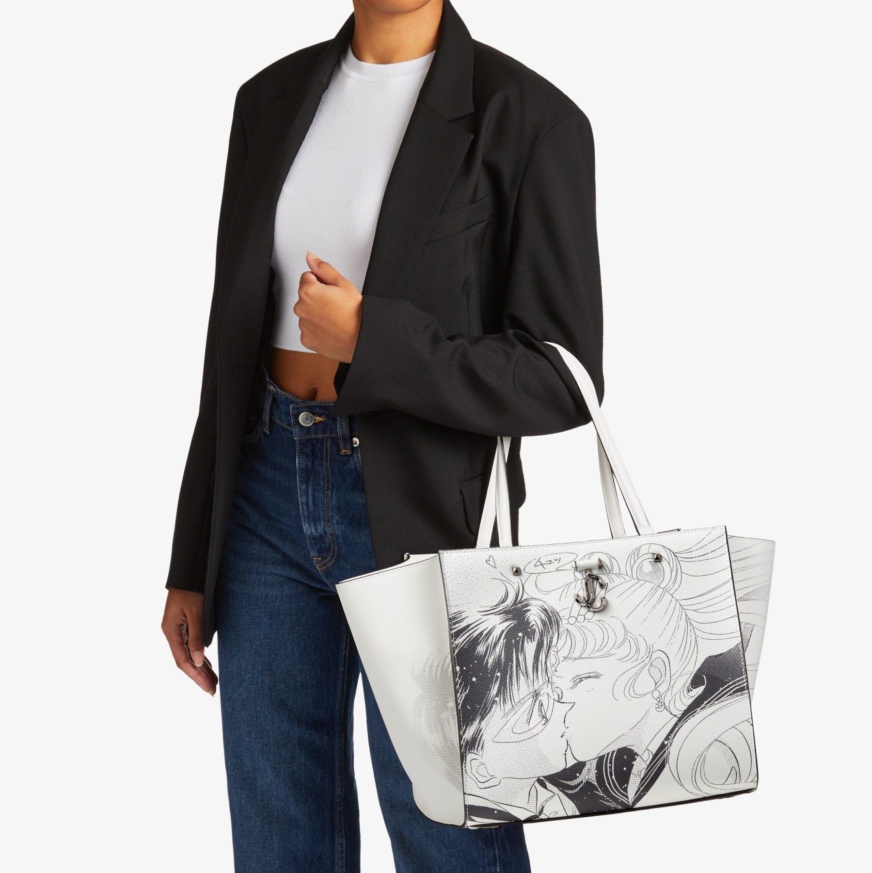Sailor Moon & Tuxedo Mask Varenne Tote
Monochrome Manga Printed PU Leather Tote Bag - 2