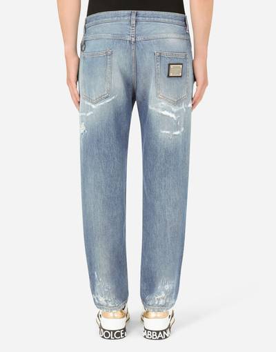 Dolce & Gabbana Loose light blue jeans with rips outlook