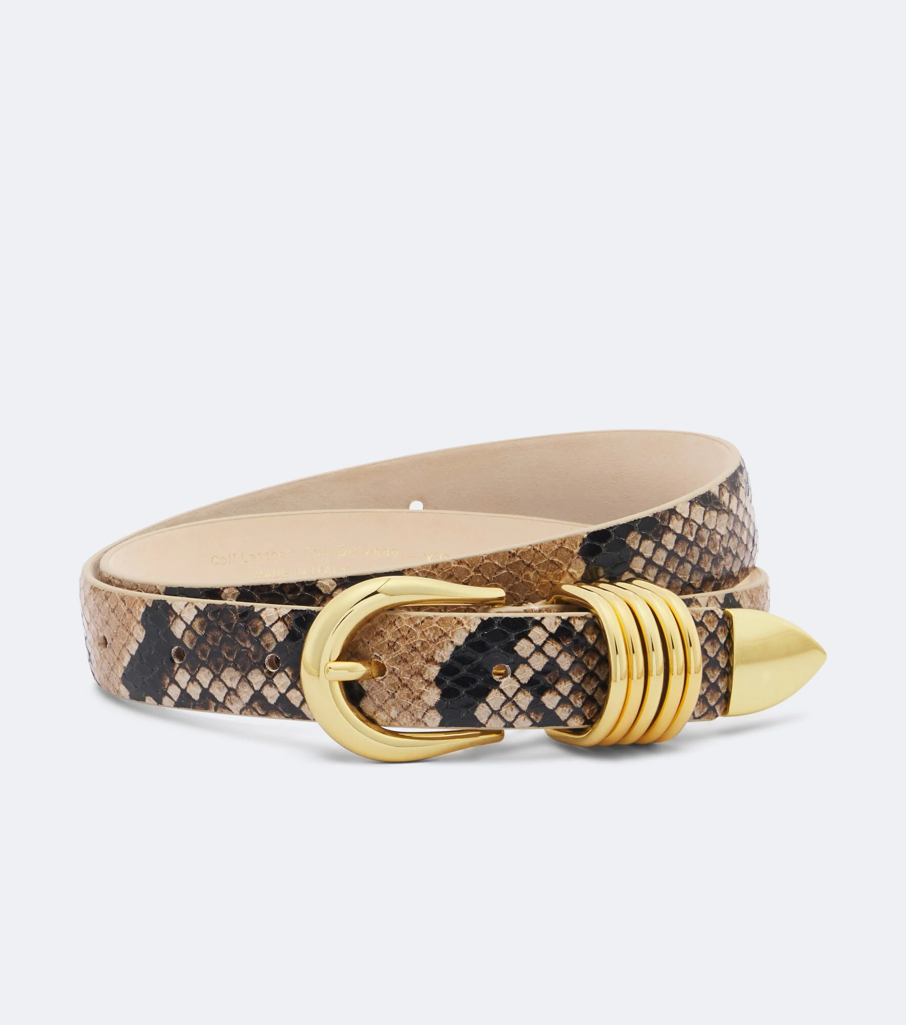 Hollyhock snake-effect leather belt - 1