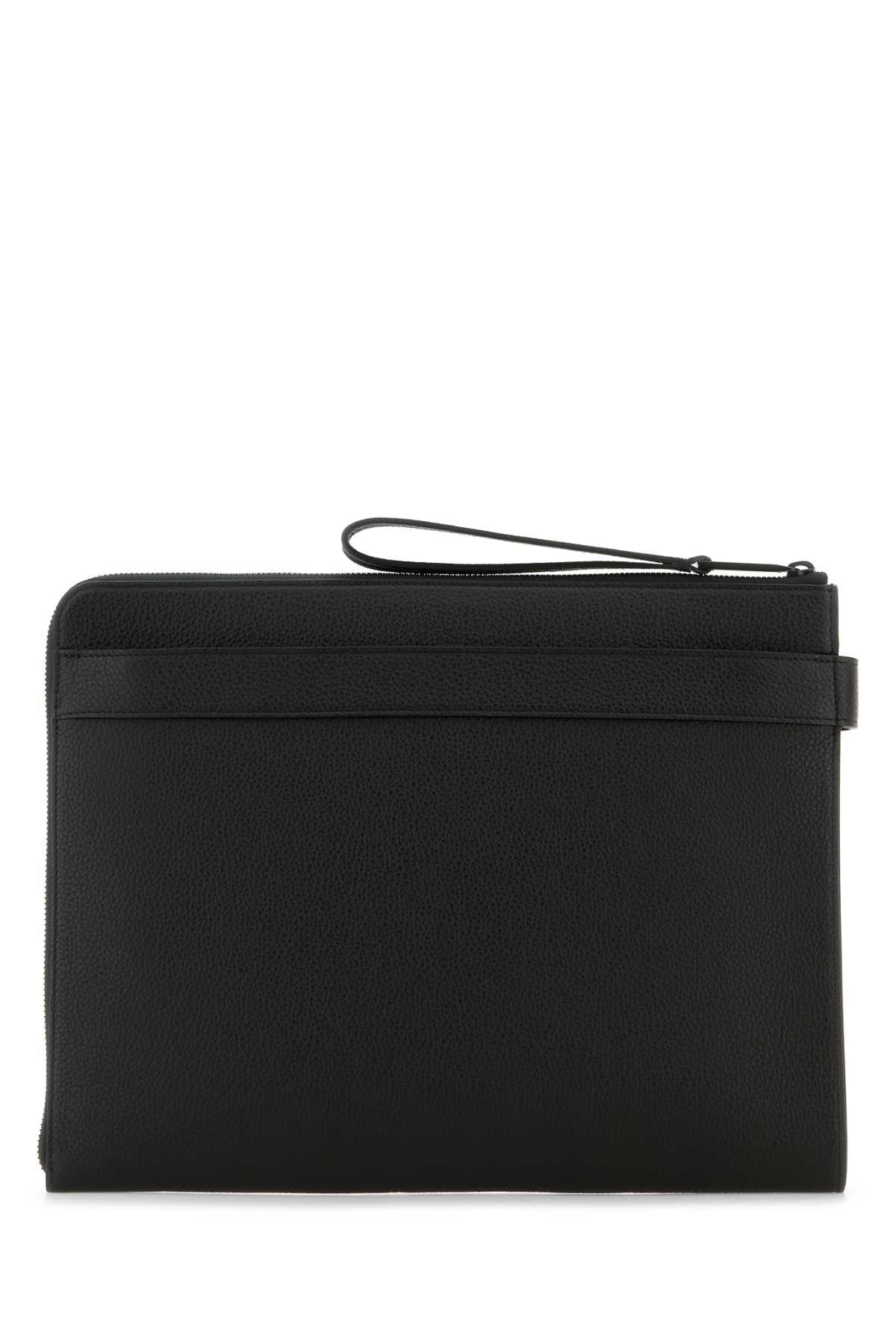 Salvatore Ferragamo Men Black Leather Clutch - 3