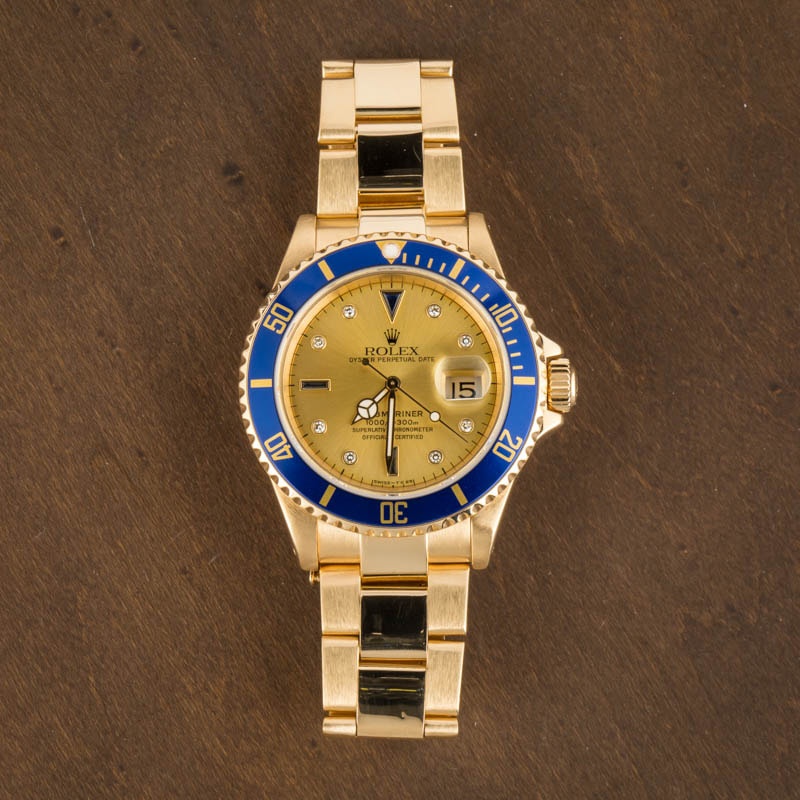 Rolex Submariner 16618 Champagne Serti - 6