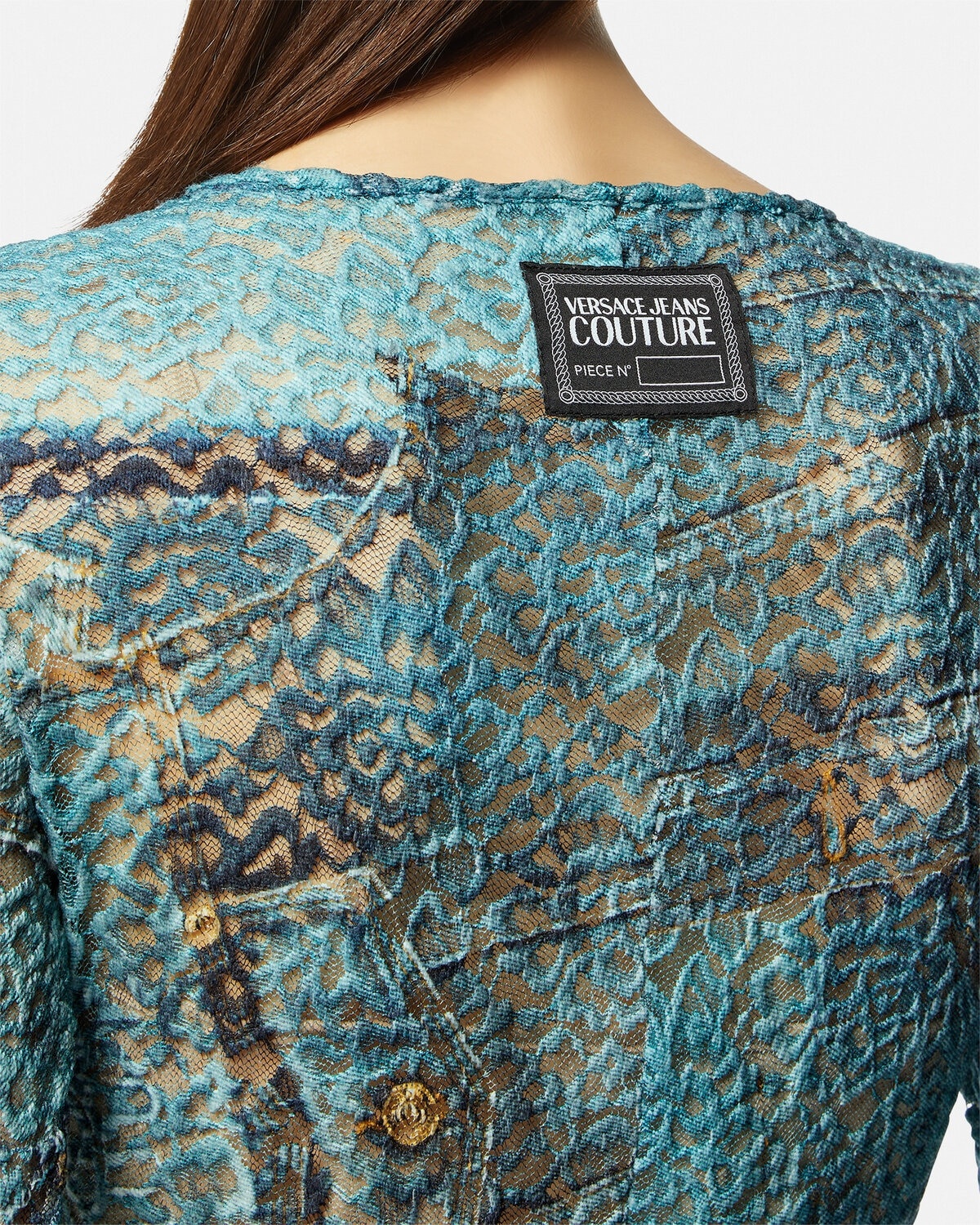 Patchwork Denim Lace Midi Dress - 3