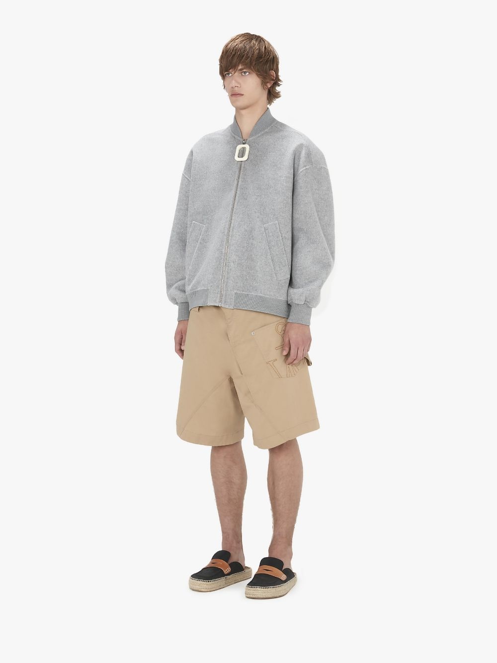 OVERSIZED WOOL BOMBER JACKET WITH LOGO PATCH - 4