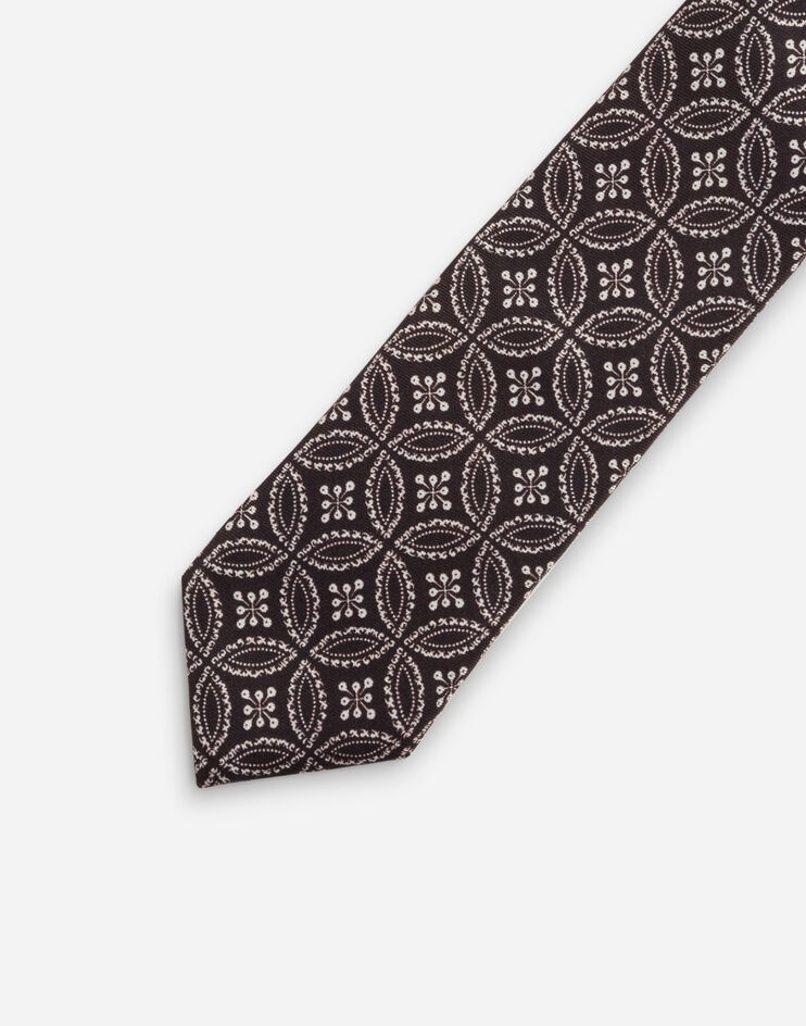 Tie-print silk jacquard blade tie (6 cm) - 3