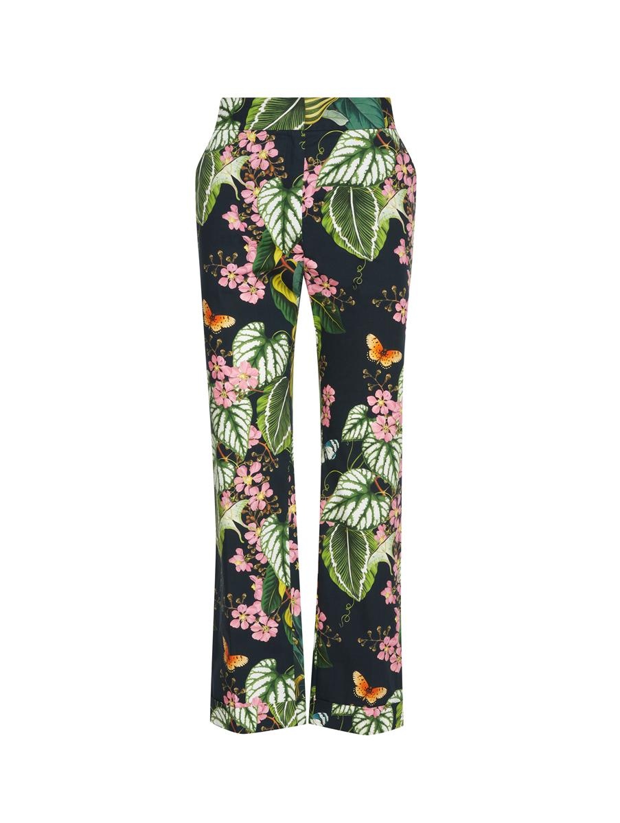 MIXED BOTANICAL SKINNY POPLIN ANKLE PANTS - 1