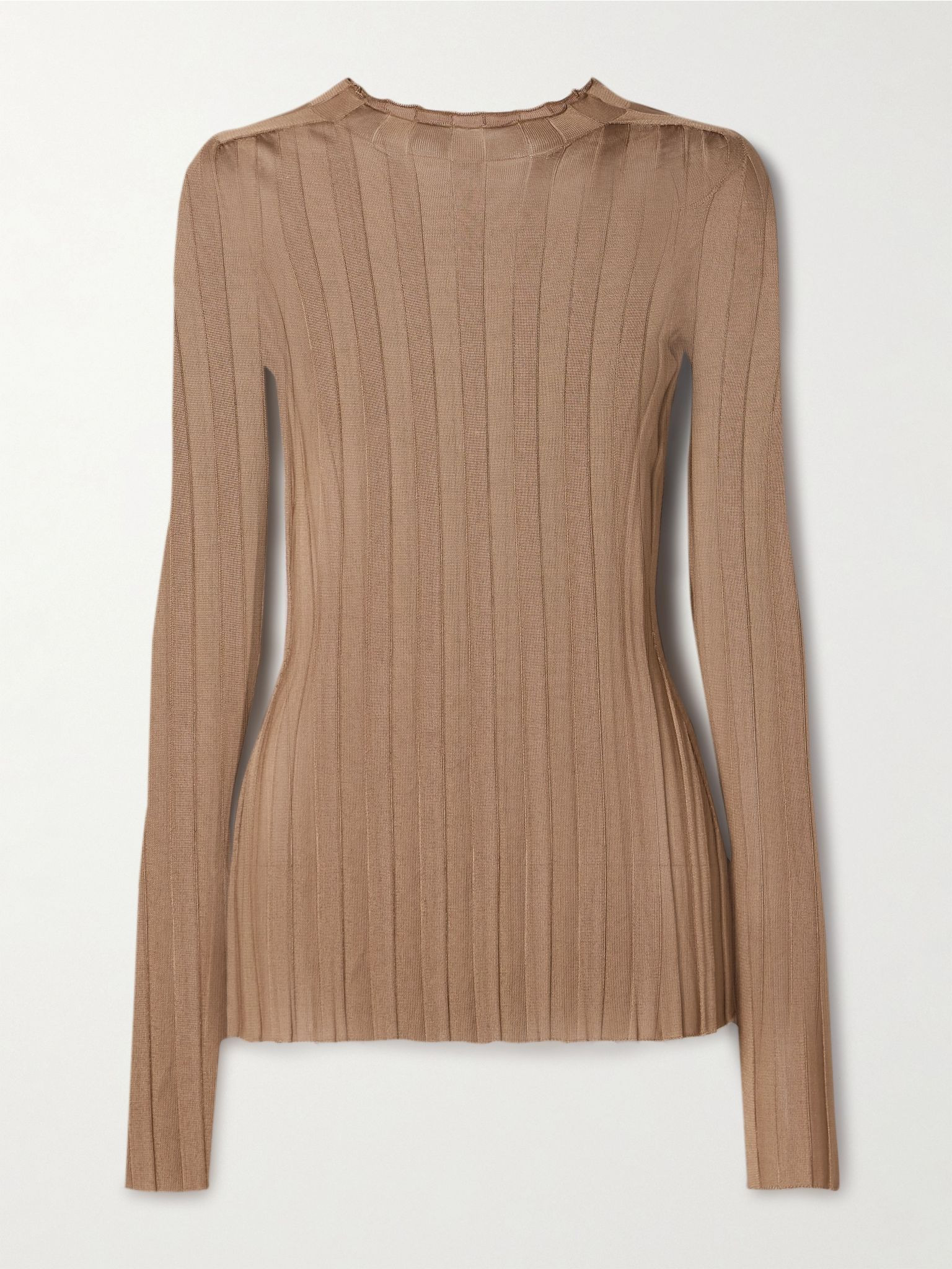 Cosette ribbed-knit top Tan - 1
