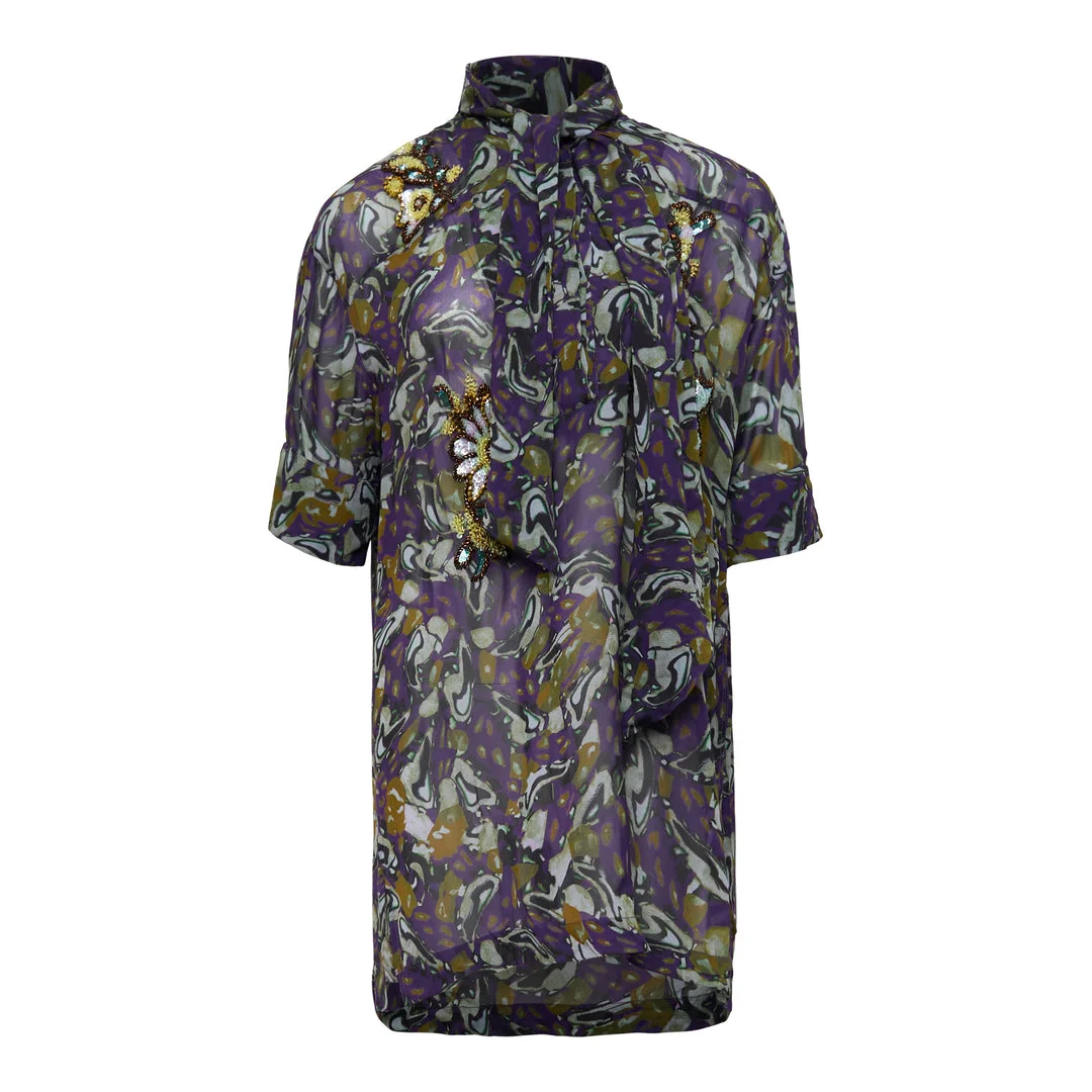 Loose Fit Short Sleeve Blouse - 1