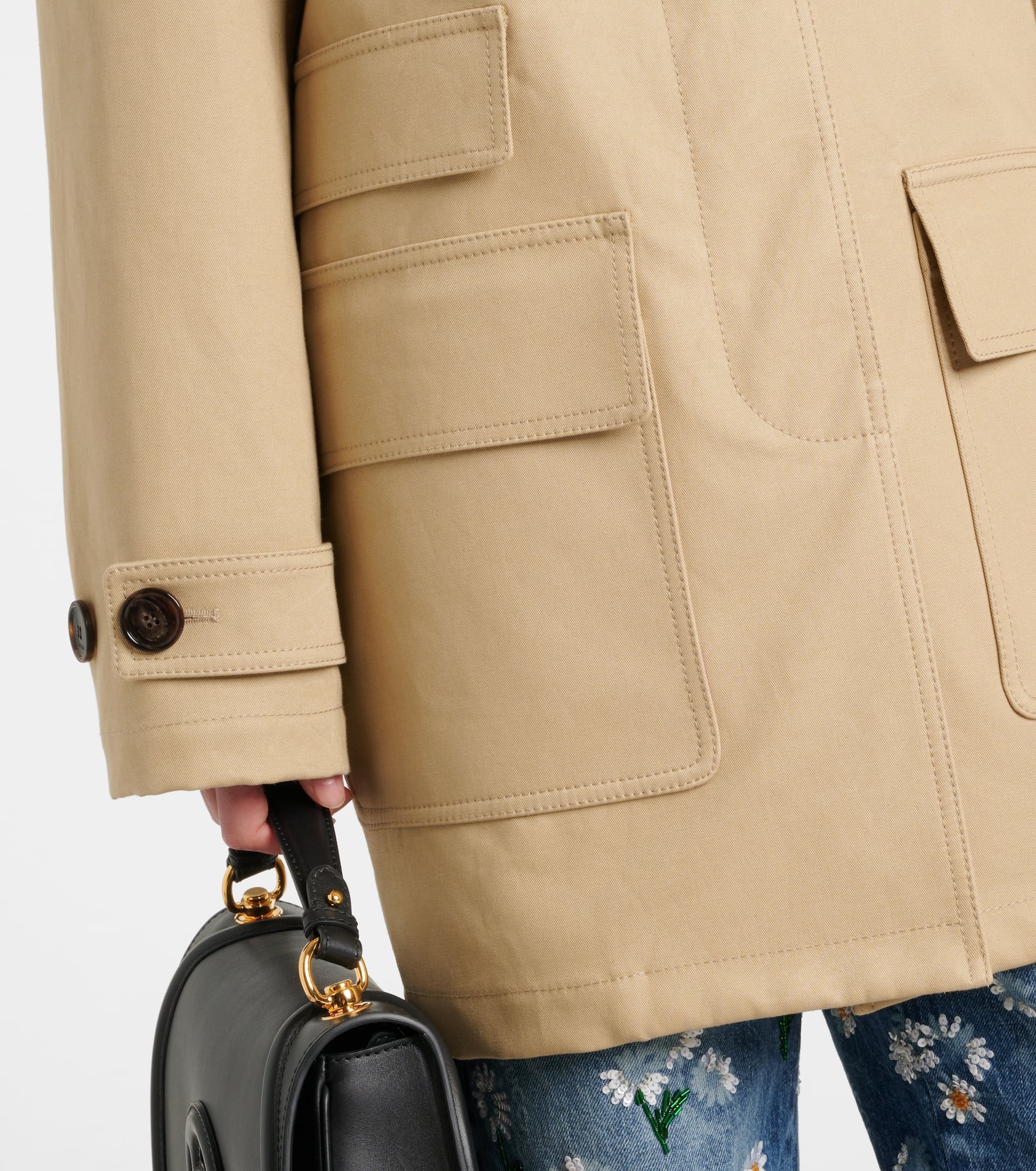 Logo cotton gabardine trench coat - 5
