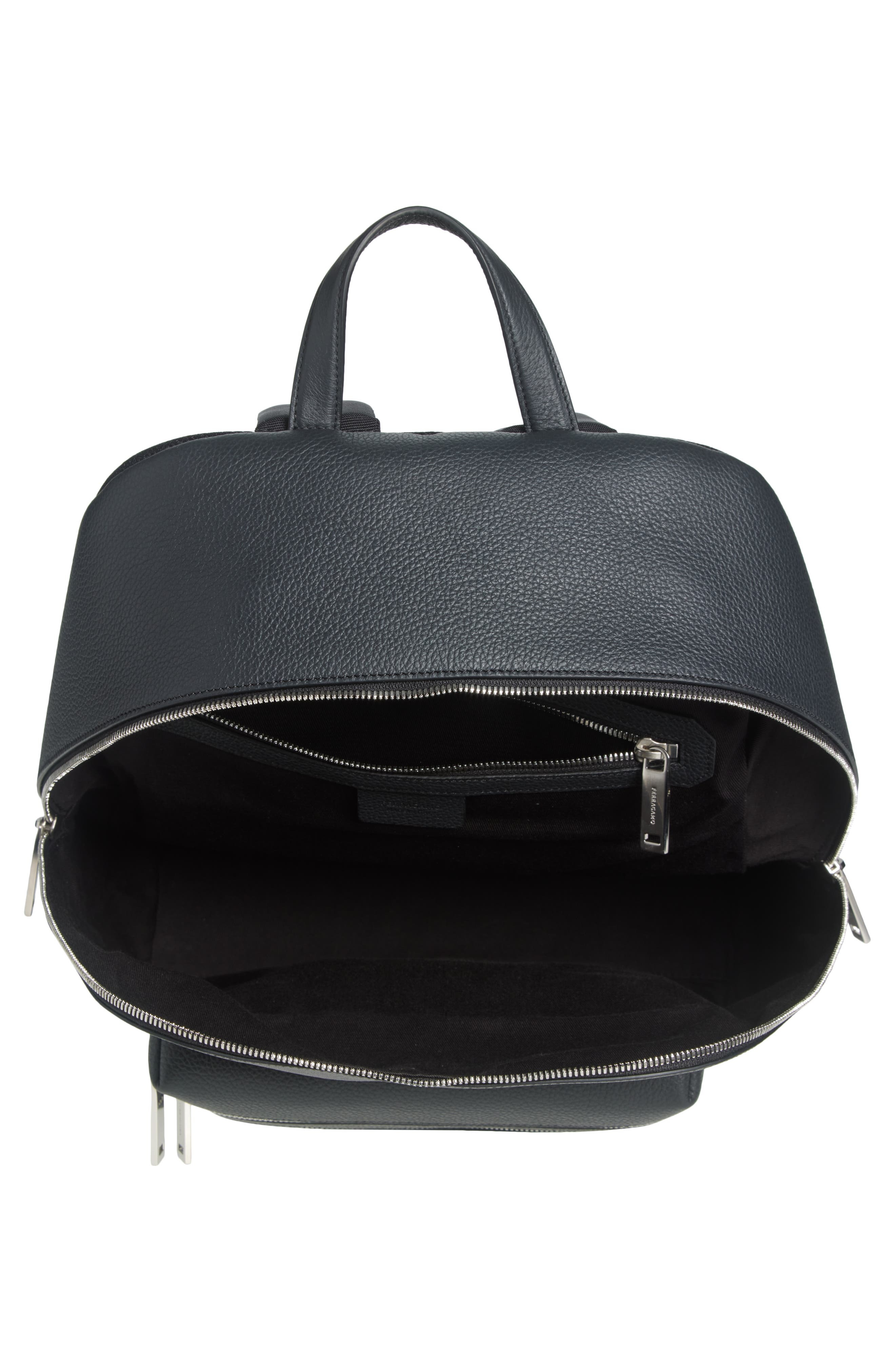 FERRAGAMO Gancio Embossed Leather Backpack in Nero Grigio at Nordstrom - 4