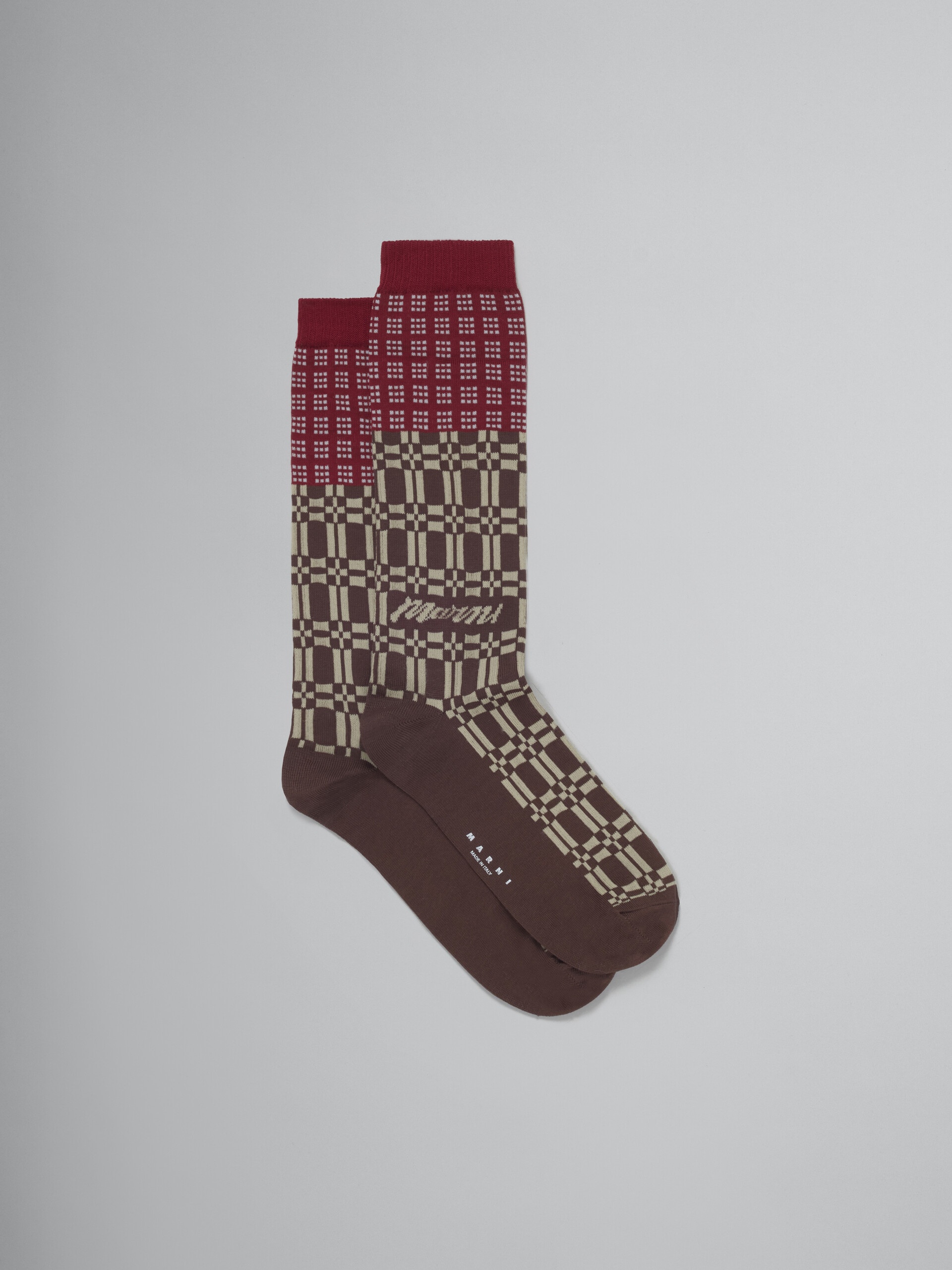 RED SOCKS WITH GEOMETRIC PATTERNS - 1