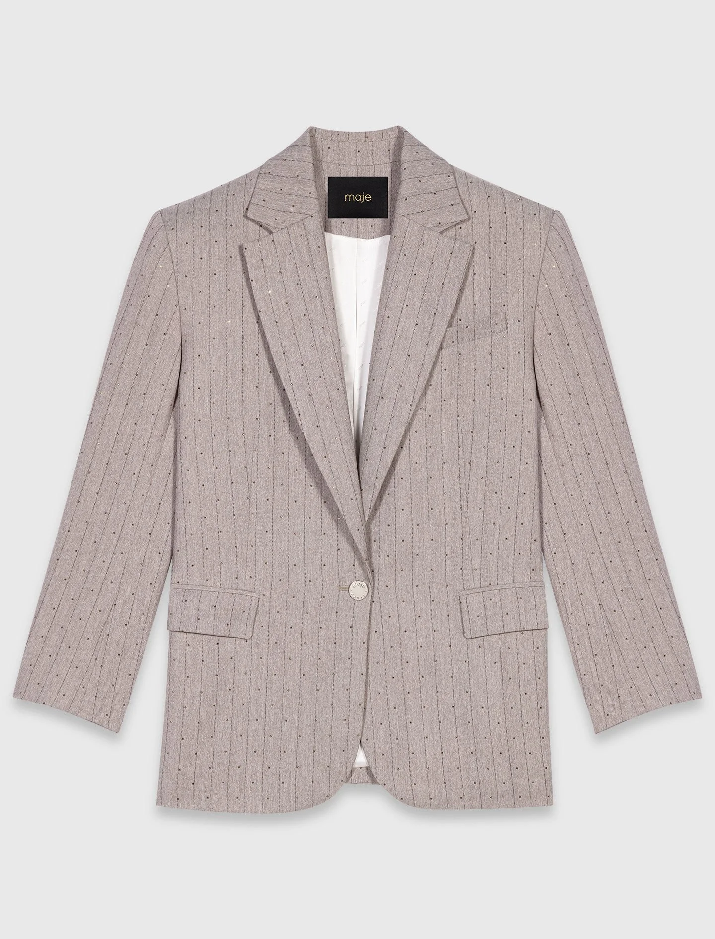 Rhinestone striped suit blazer - 1