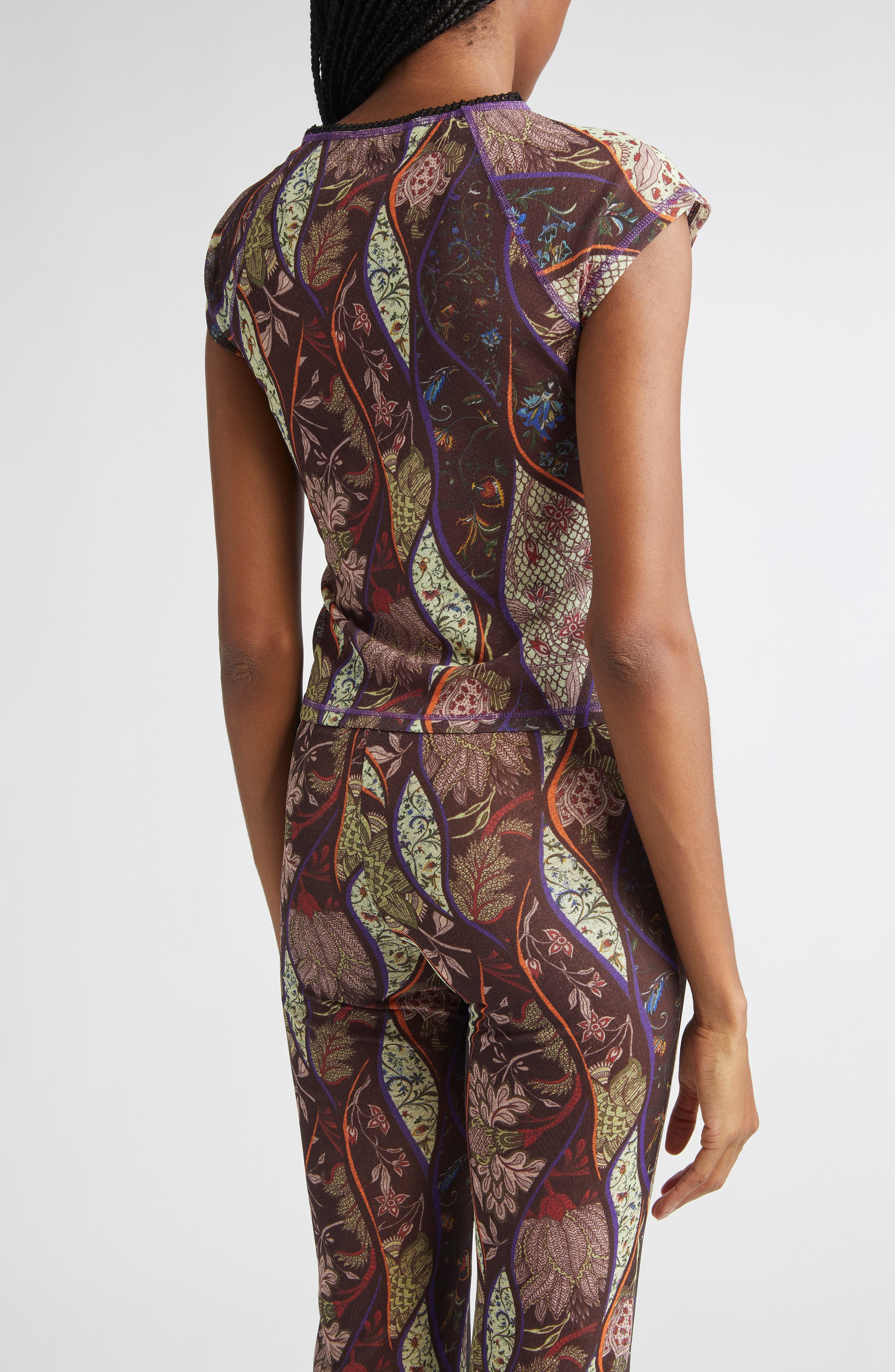 Siedrés Dora Floral Paisley Mesh Top in Brown Multi at Nordstrom - 3