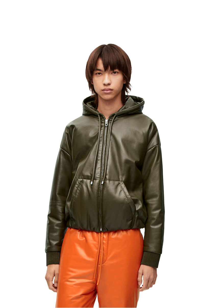 Zip-up puffer hoodie in nappa 3