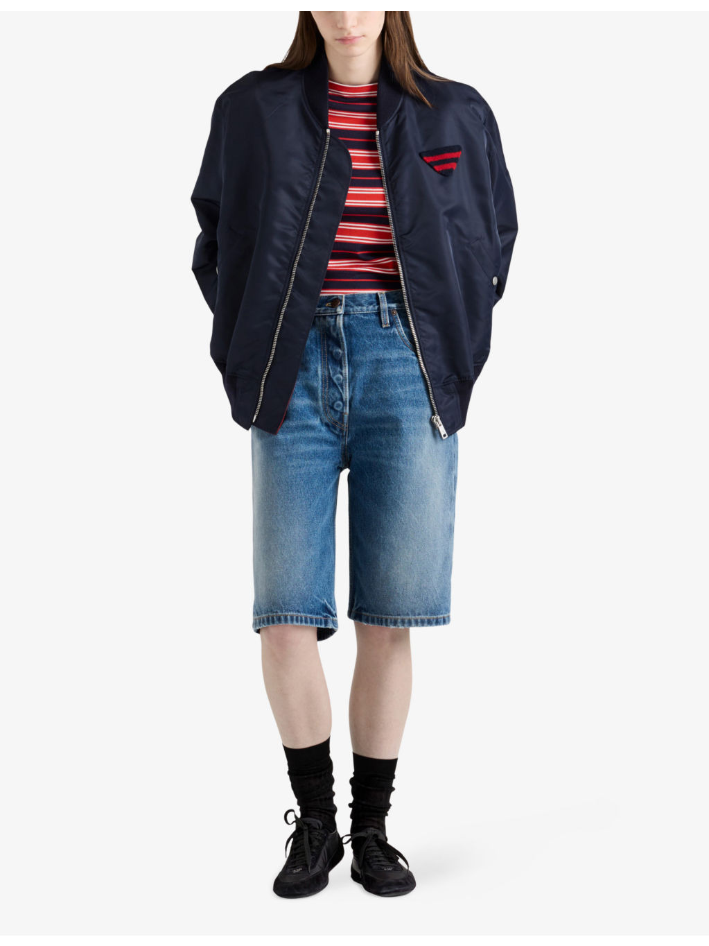 Mid-Rise Denim Bermuda Shorts - 2