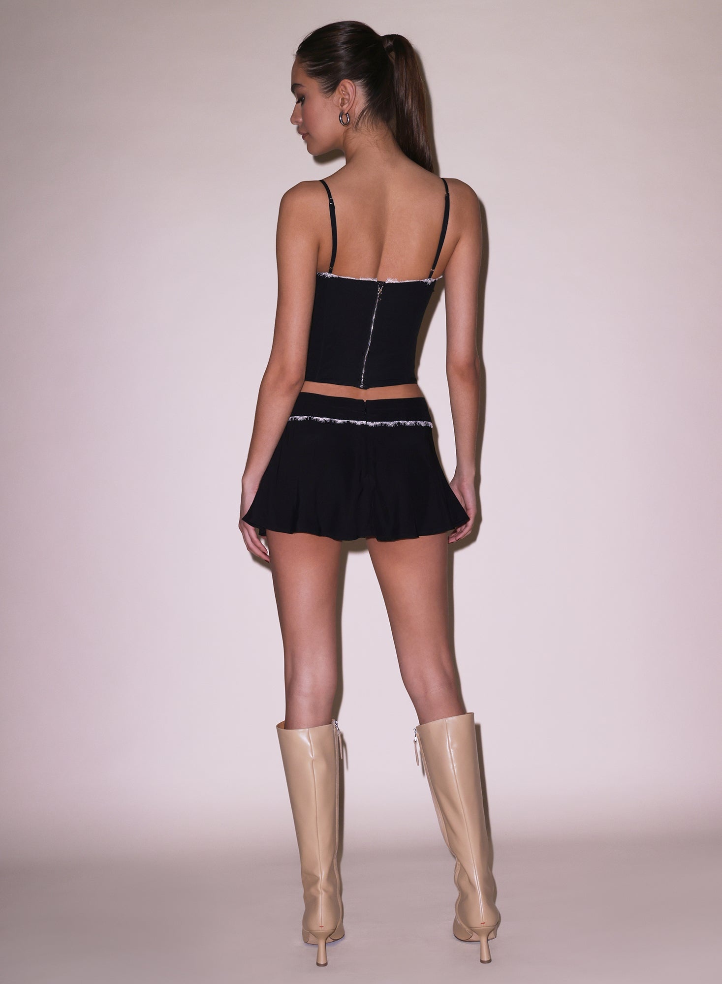 Silk & Lace Flare Mini Skirt - 5