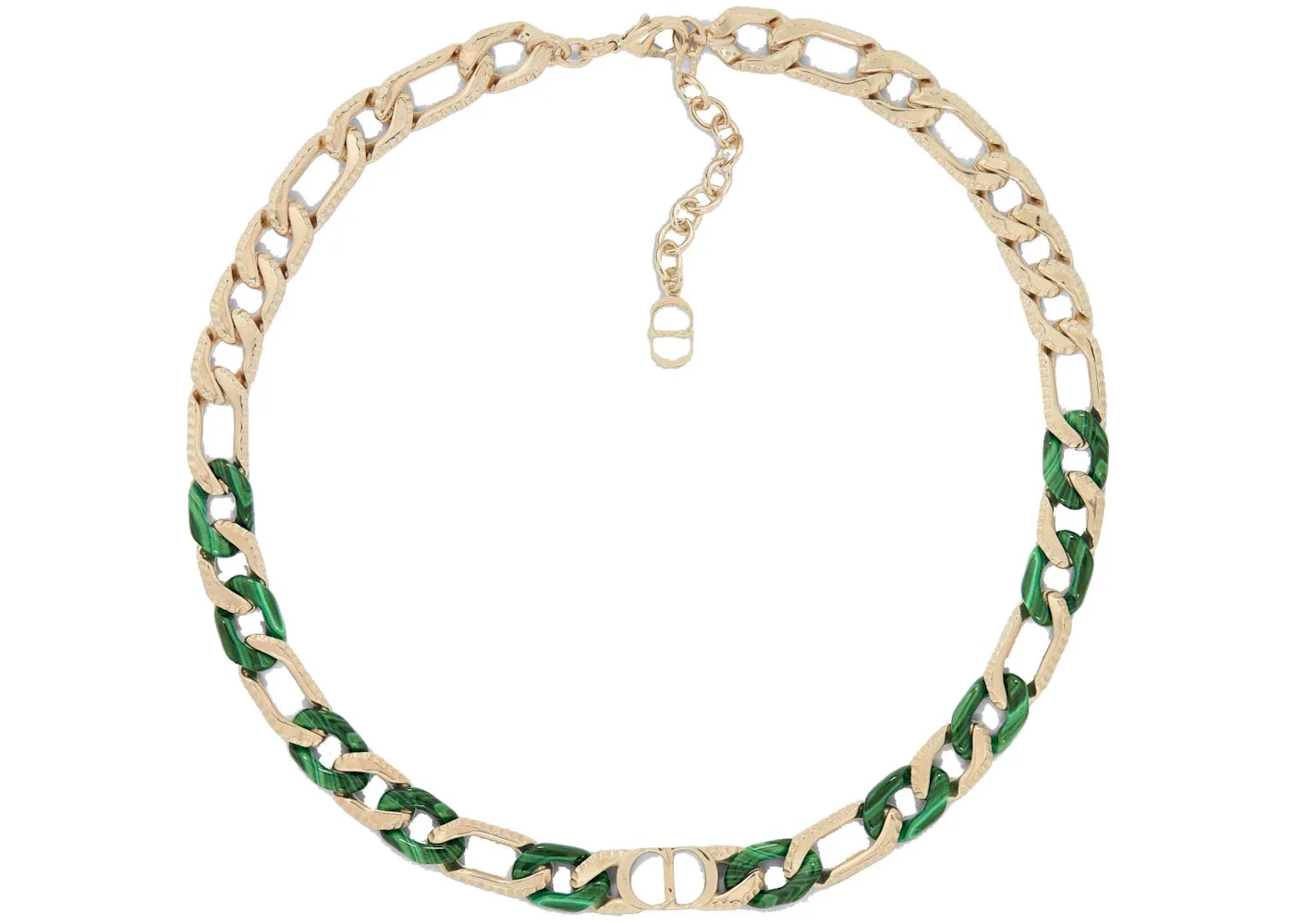 Dior TEARS Chain Link Necklace Gold/Green - 1