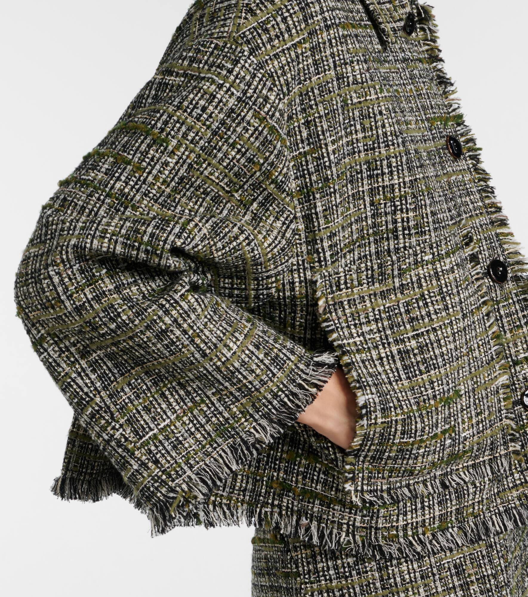 Floral-appliqué tweed jacket - 5