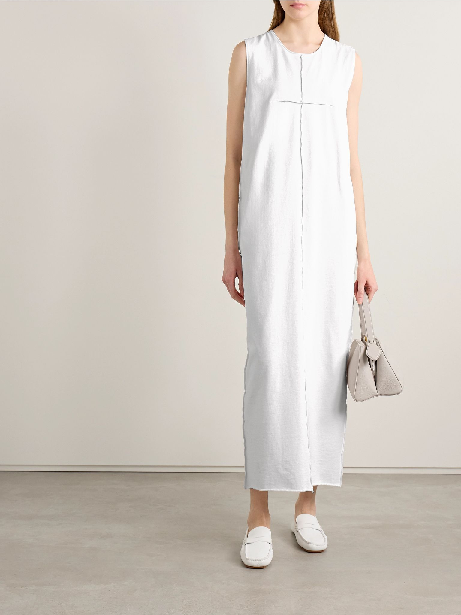 Hal paneled cotton-jersey midi dress White - 2