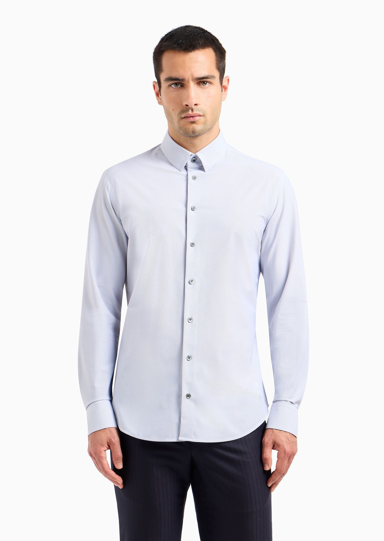 Slim-fit technical jersey shirt with micro-pattern - 2