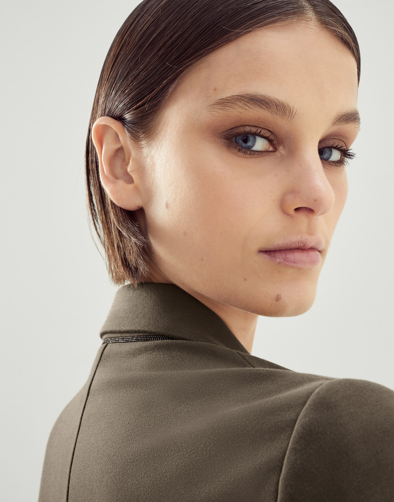 Stretch cotton couture interlock blazer with monili 3