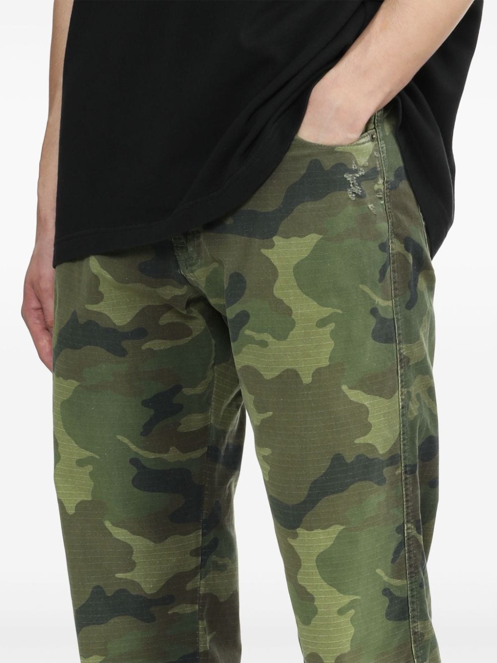 military print cotton trousers - 5