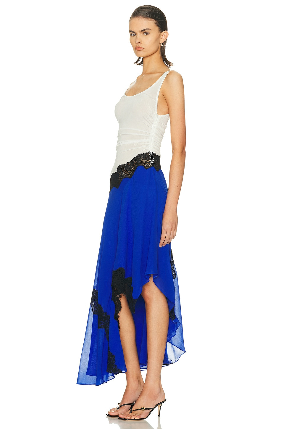 Cutaway Lace Gathered Tank Dress - 3