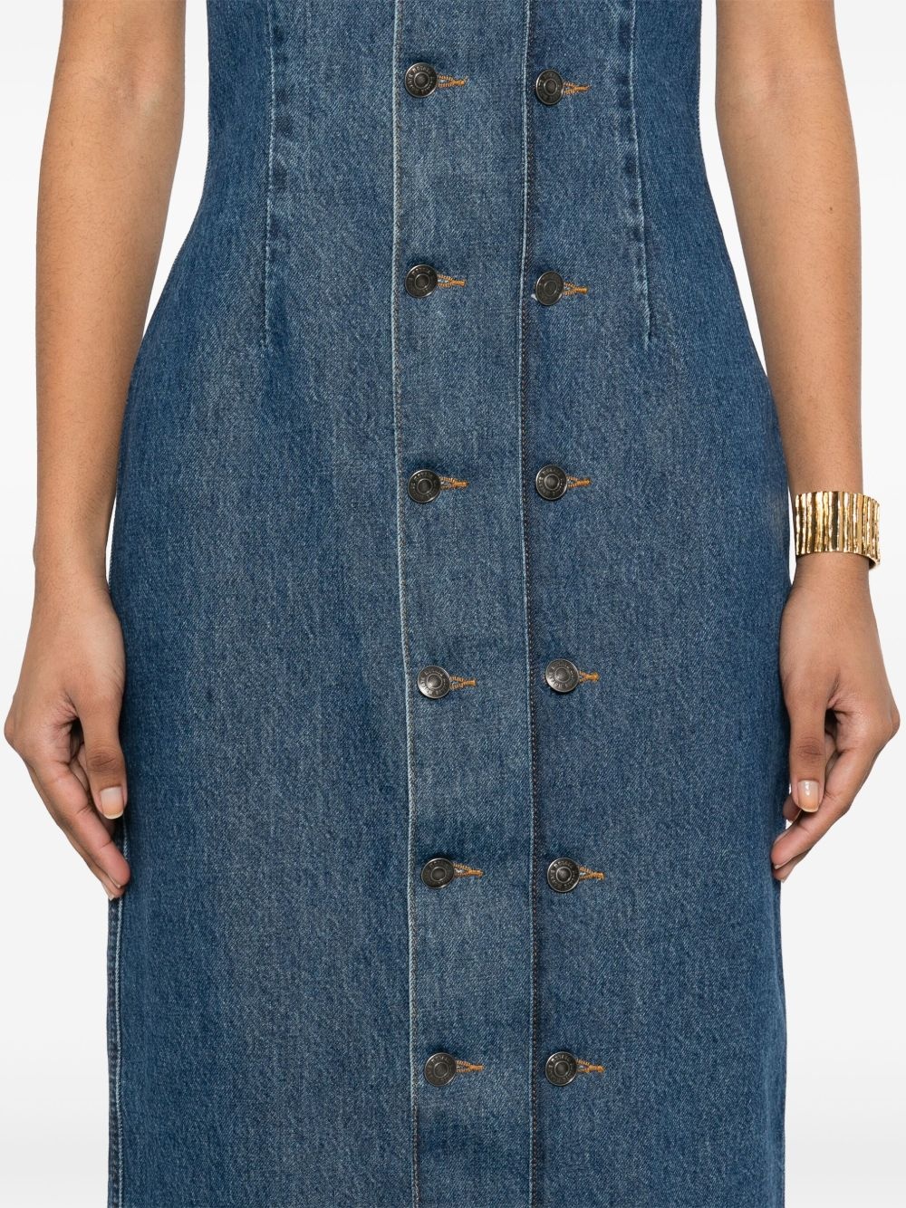 button-detail denim dress - 5