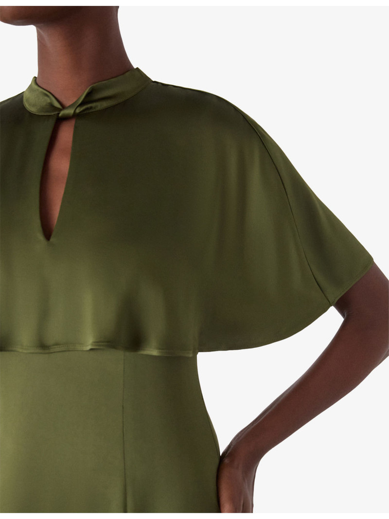 Olive Cape-Overlay Satin Midi Dress 4