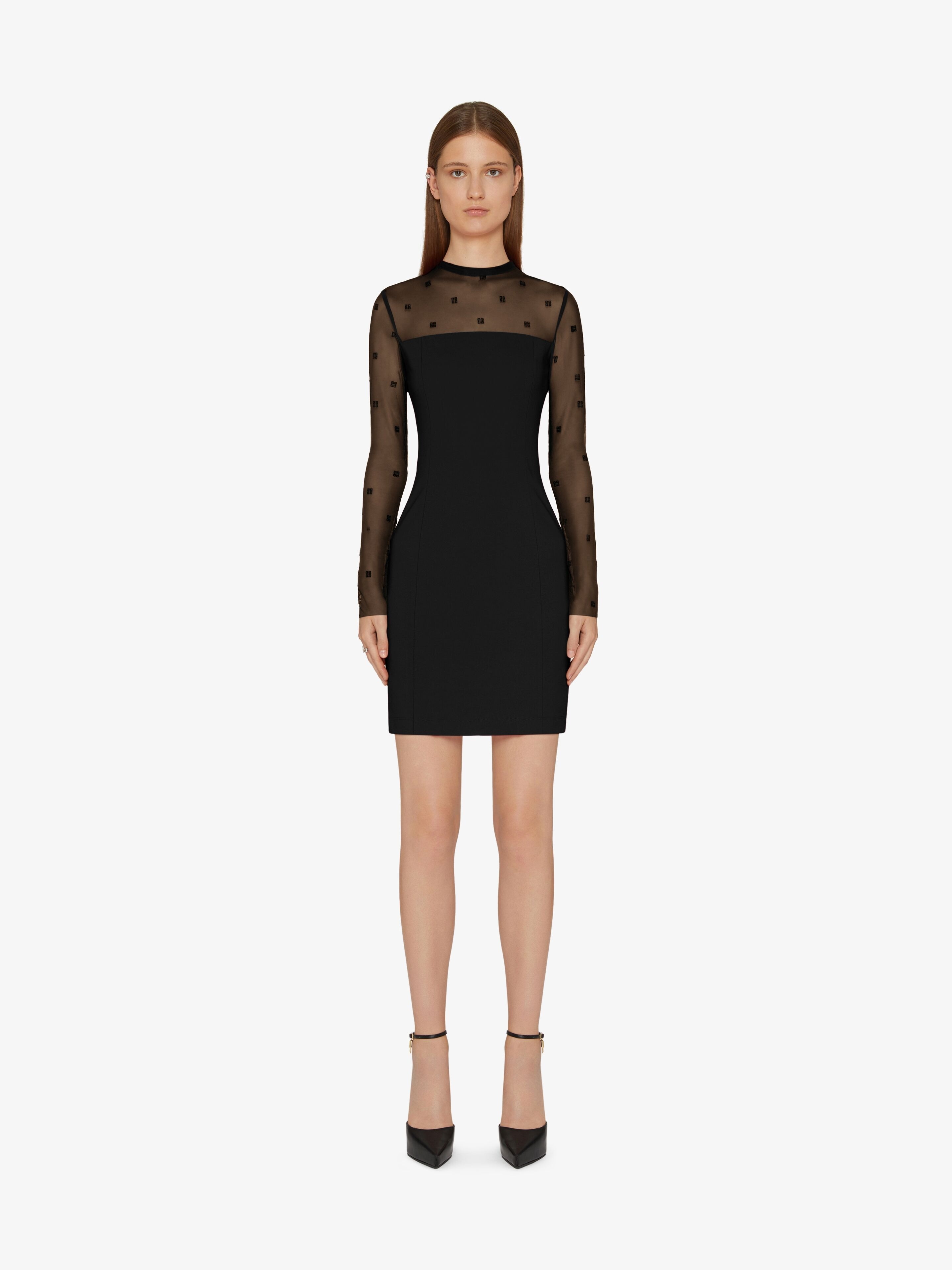 MOCK NECK DRESS IN BI-MATERIAL 4G PATTERN - 2