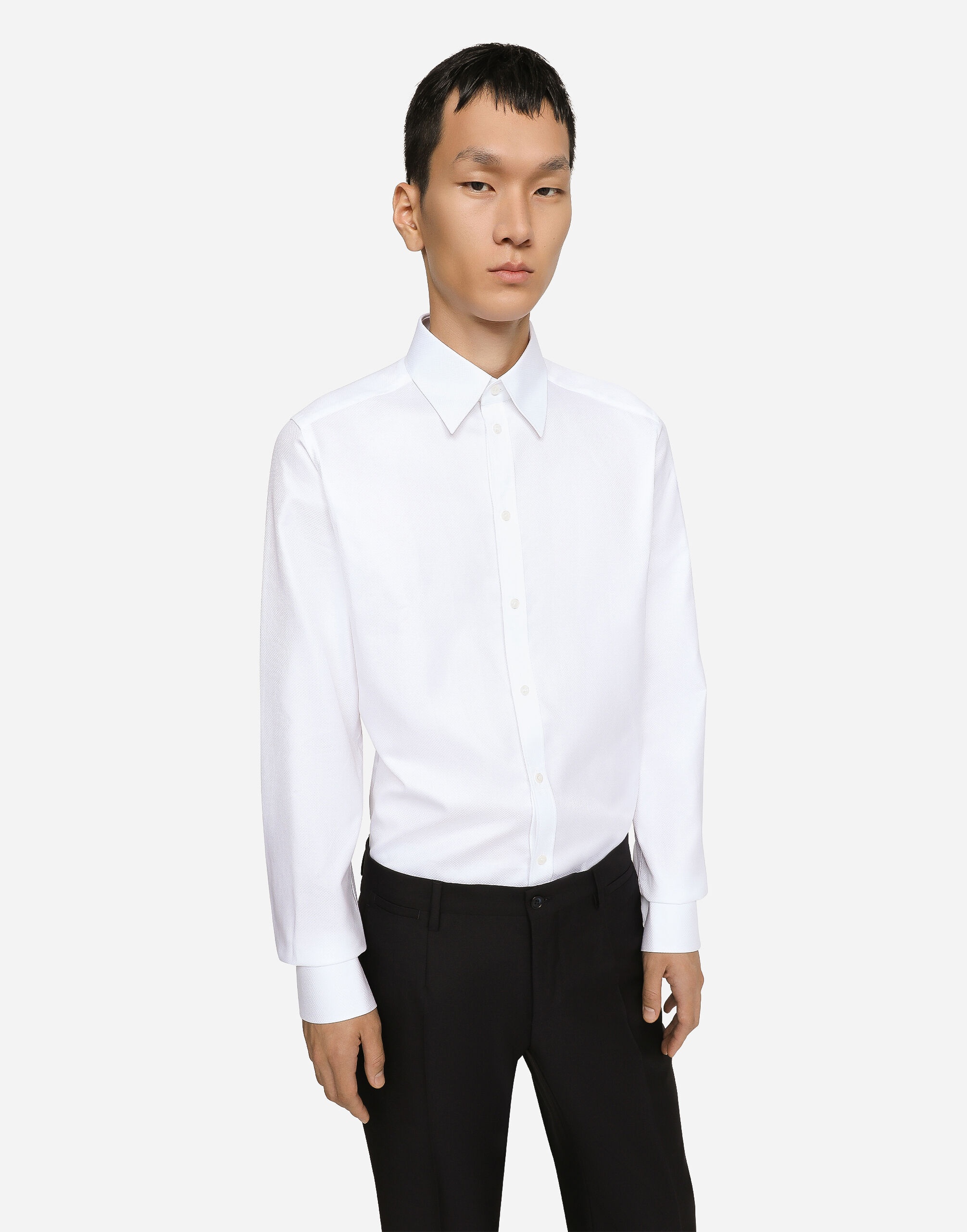 Cotton micro-jacquard Martini-fit shirt - 4