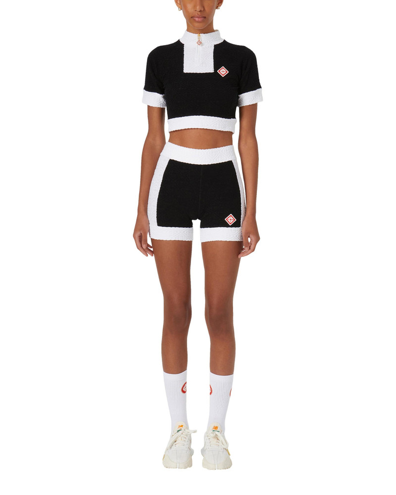 CASABLANCA Monogram Textured Cropped T-Shirt outlook