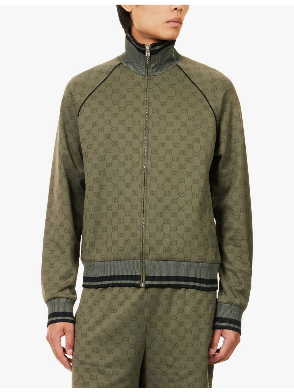 Monogram-Print Striped-Trims Woven Jacket - 3