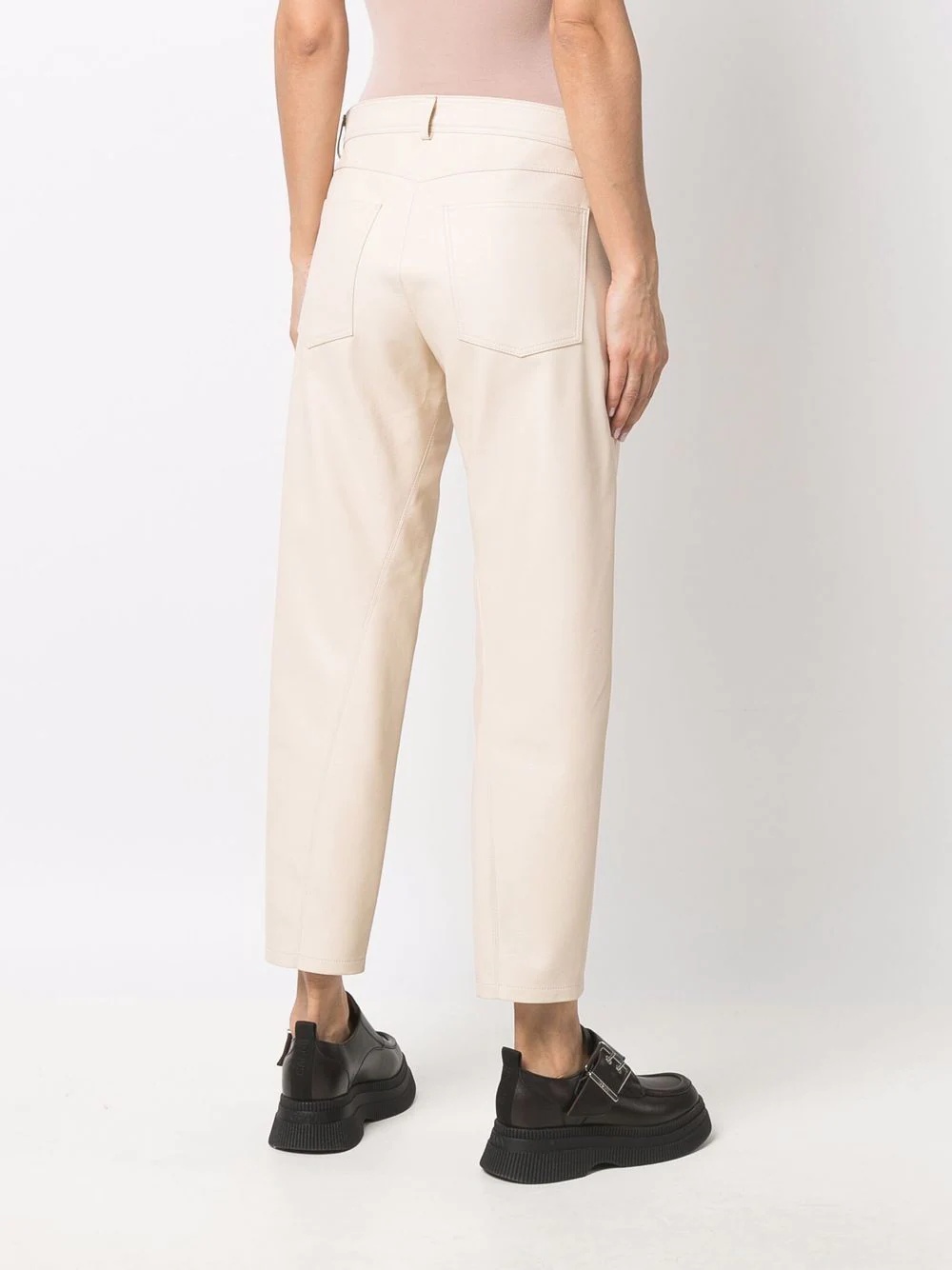 straight leg faux leather trousers - 4