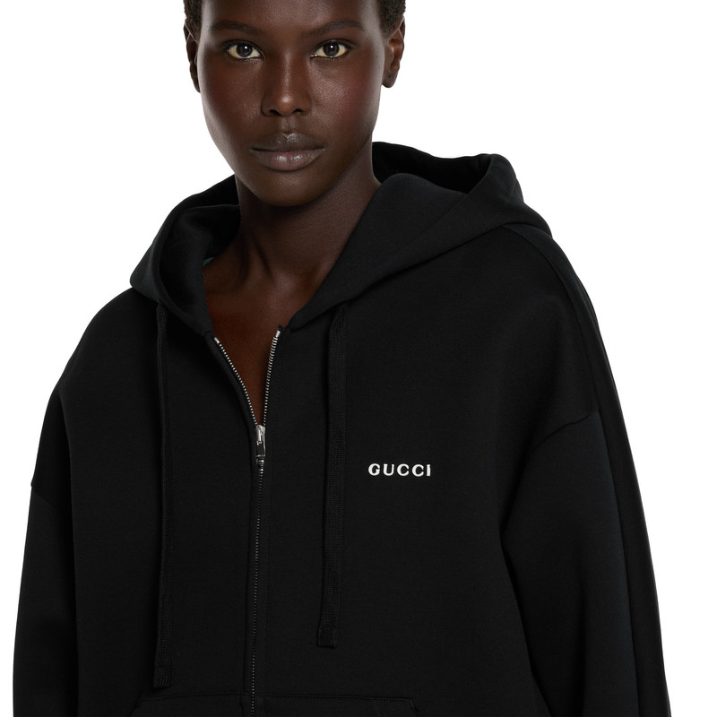 Cotton jersey hooded zip sweatshirt 5